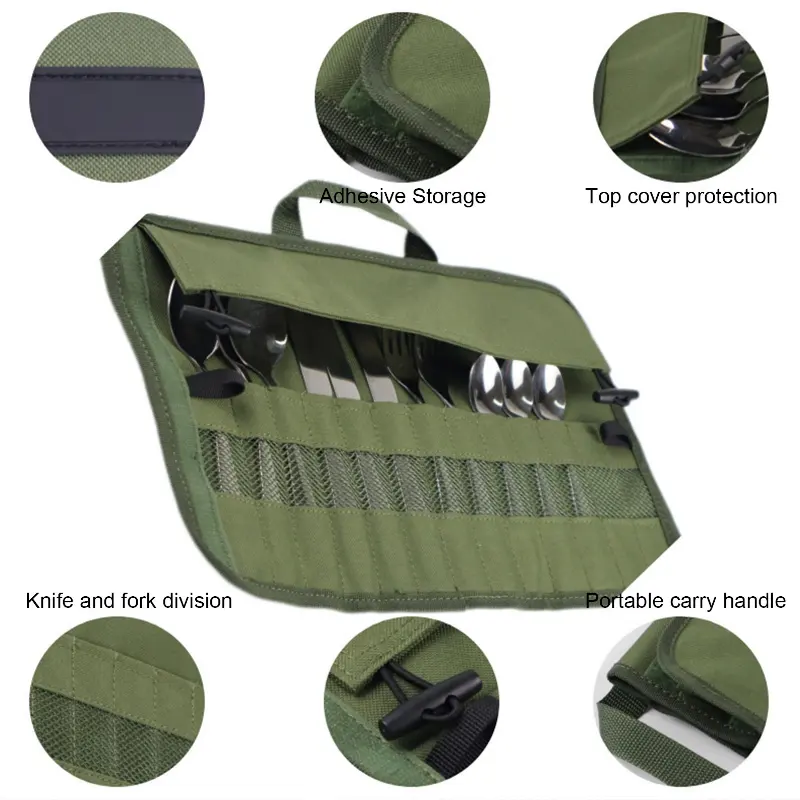 Portable Cutlery Bag Outdoor Picnic Tableware Organizer Home Dinnerware Storage Bag Utensil Pouch Case