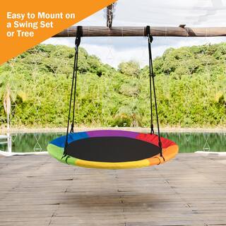 Costway 40 in. Multi-color Flying Saucer Tree Web Swing Play Set Swing for Kids SP36639