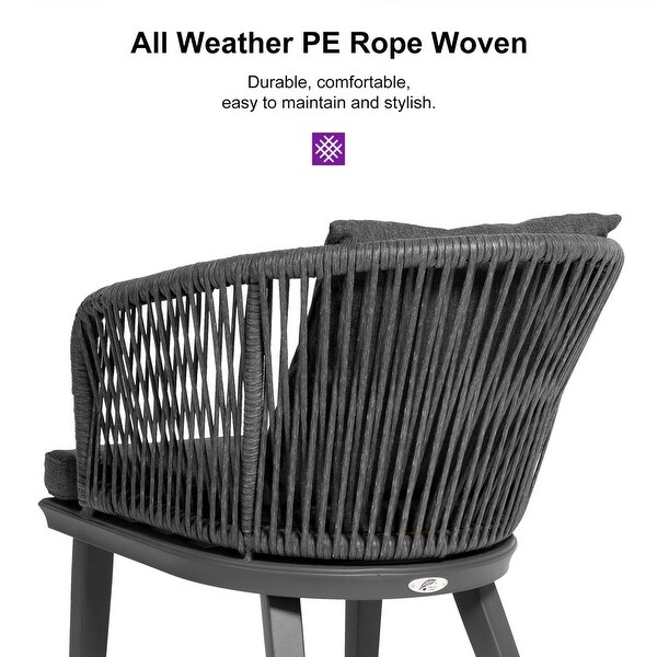 PURPLE LEAF 711 Patio Dining Set，Aluminum Frame Table，Wicker Chairs