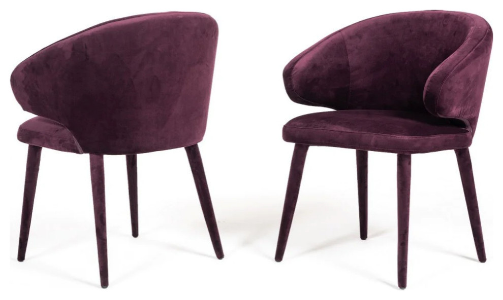 Viola Modern Purple Fabric Dining Chair  Set of 2   Midcentury   Dining Chairs   by V.S.D Furniture  Houzz