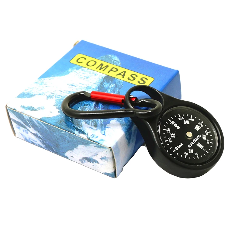 Mountaineering Outdoor Survival Camping Hiking Compass with Zinc oy Hook Buckle