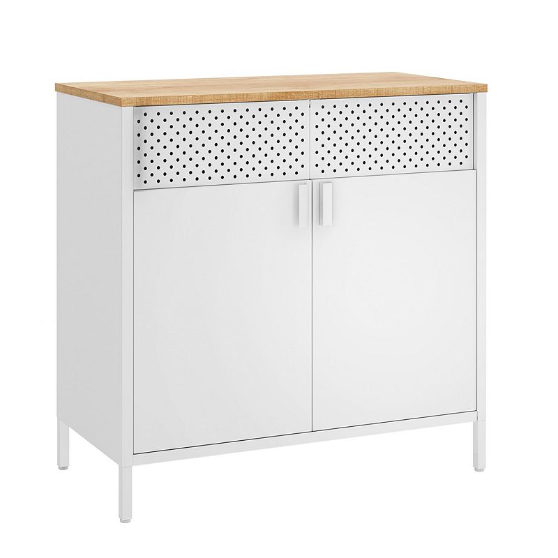 Storage Sideboard， With Adjustable Shelves， Floor Storage Cupboard， Steel Frame