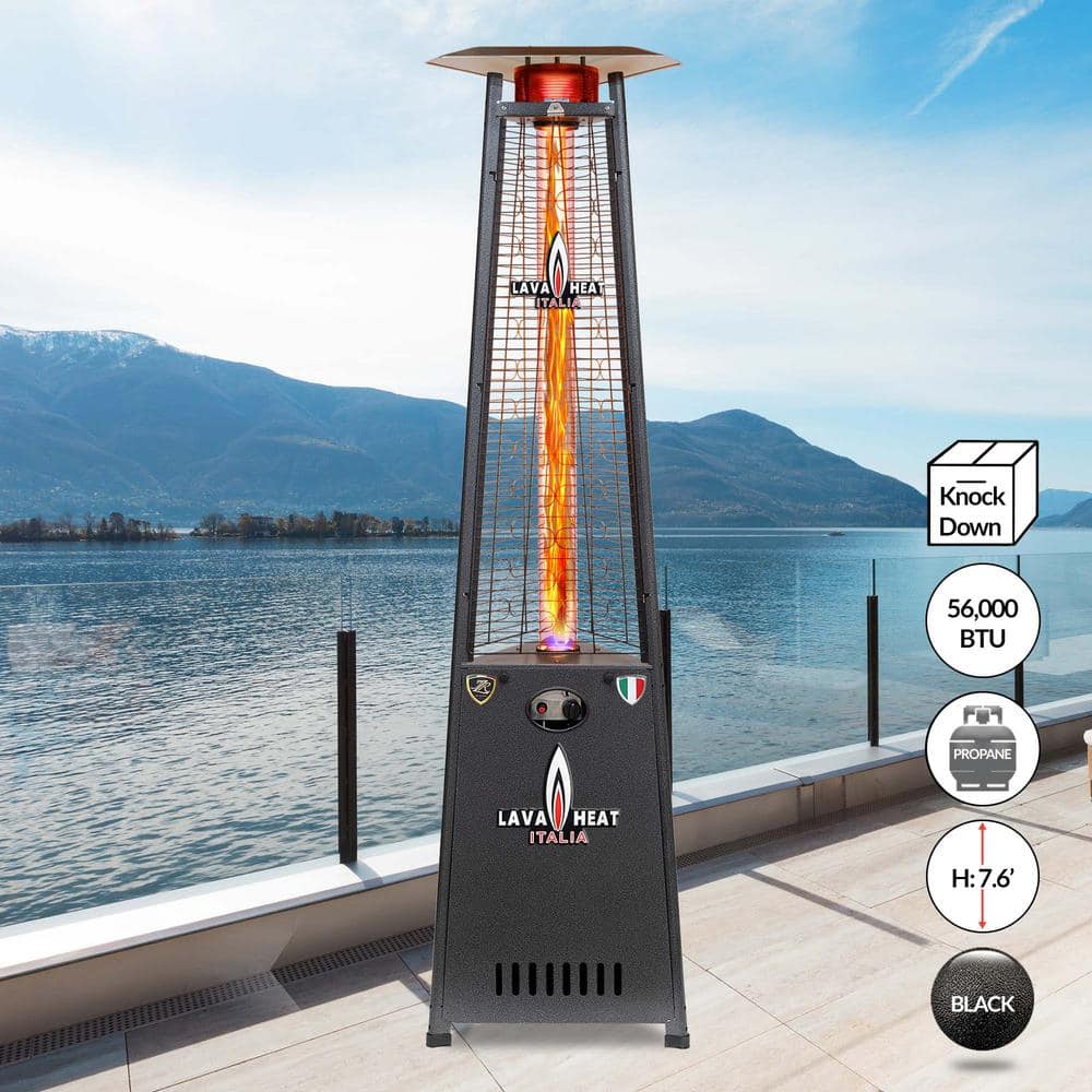 Lava Heat Italia Lavalite KD 56,000 BTU 8 ft. Hammered Black Propane Patio Heater AL8MPBLK