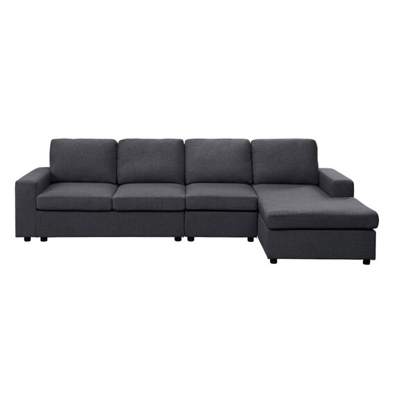 Bailey Sofa with Reversible Chaise in Dark Gray Li...