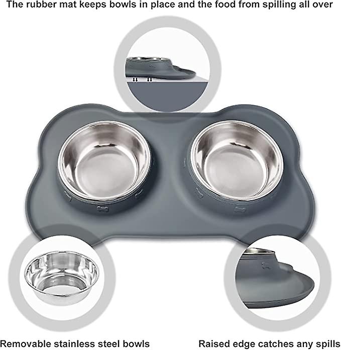 Dog Food Bowl Stainless Steel Dog Food Water Bowl Dog Bowl Non-spillable Non-slip Silicone Mat Feeding Bowl For Small Medium Large Dogs， Cats， Puppies