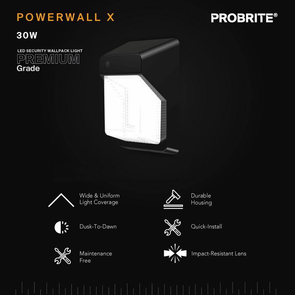 PROBRITE 150W Equivalent Integrated LED Bronze Outdoor Vertical Wall Pack Over Door Light 3000 Lumens (2-Pack) PRWX30-V-PC-4K-BZ-2PK