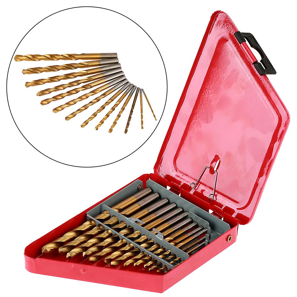 13Pcs 1.5-6.5mm High Speed Steel Twist Drill Bits Set Tool with Round Handle with Red Iron Box