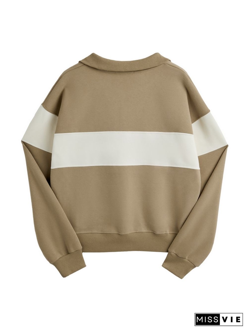 Color Block Splice Letter Embroidery Print Sweatshirt