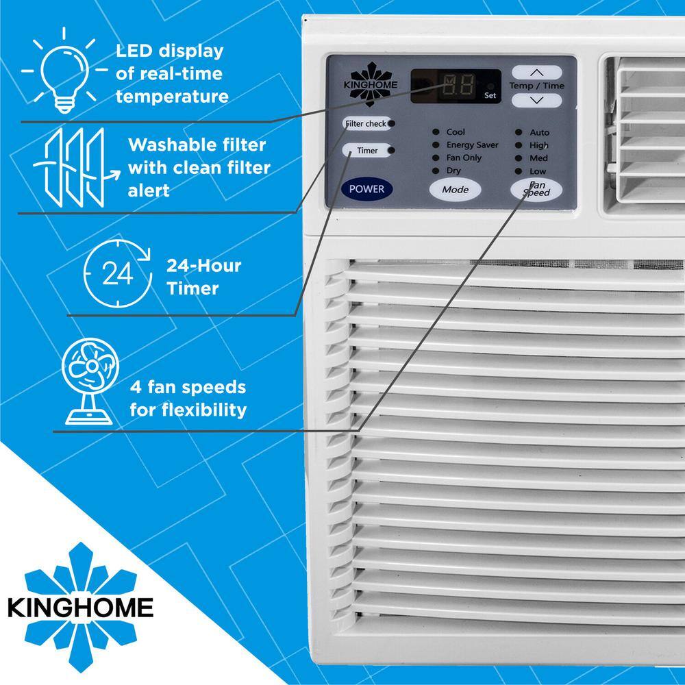 KINGHOME Energy Star 12000 BTU 115-Volt Window Air Conditioner w Remote Control LED Display Dehumidifer 550 sq.ft. KHW12BTE