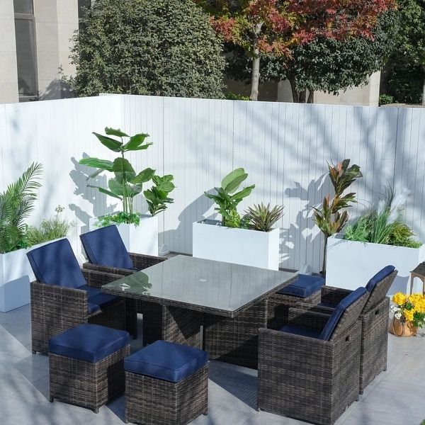 9piece Outdoor Dining Table Set with Cushions