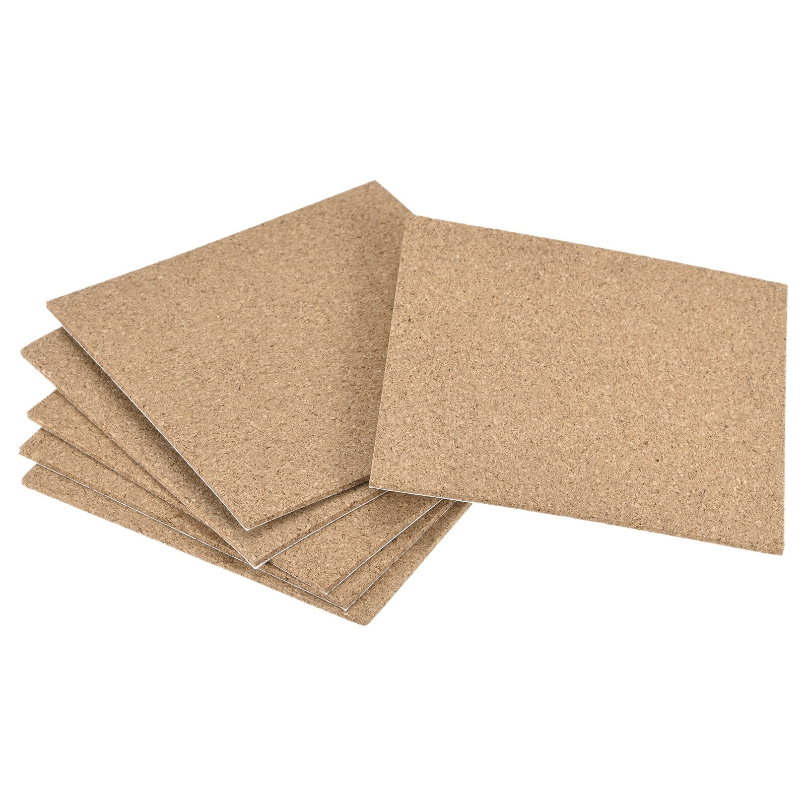 100x100x2mm Square Coasters Cork Cup Mat Pad Adhesive Backed 6pcs - Wood