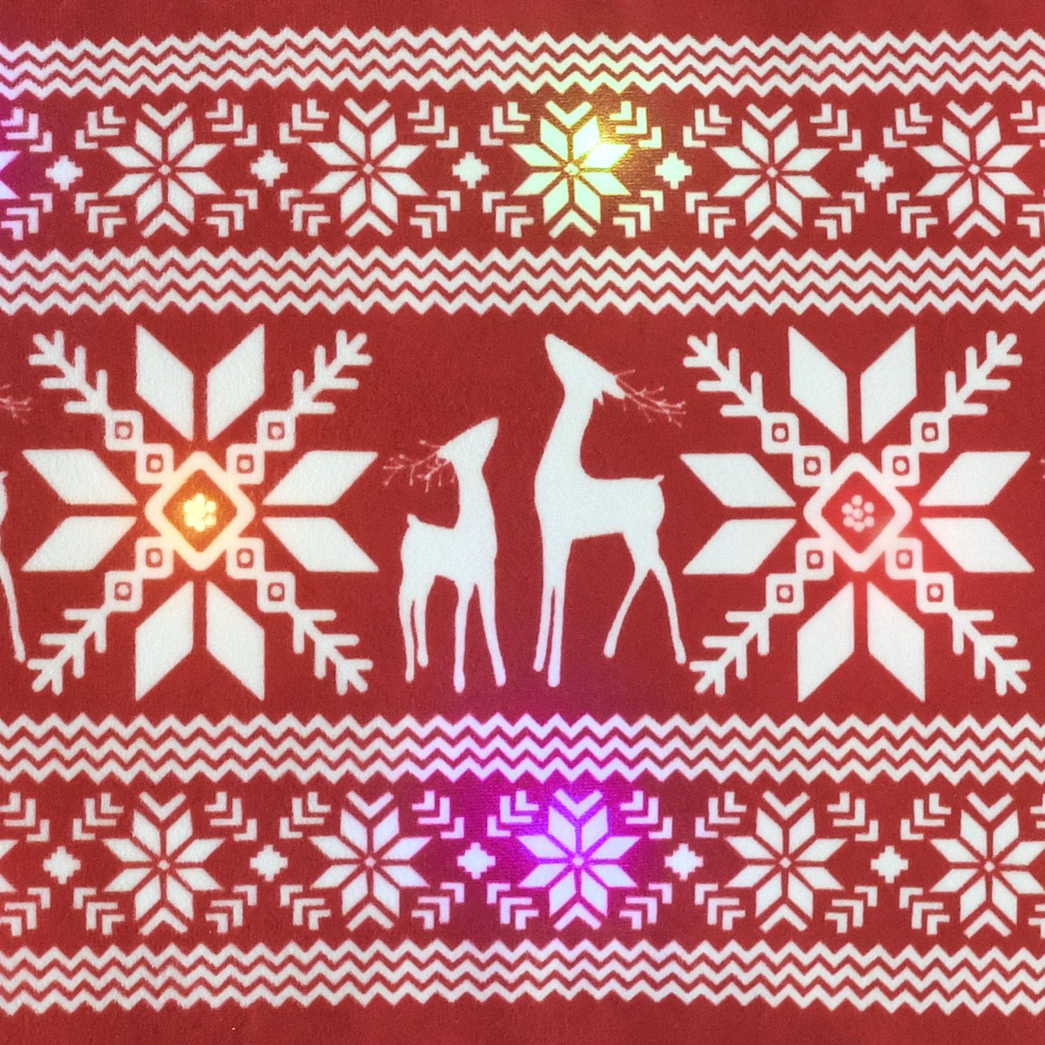 Lush Decor Snowflake and Reindeers LED Light Decorative Pillow