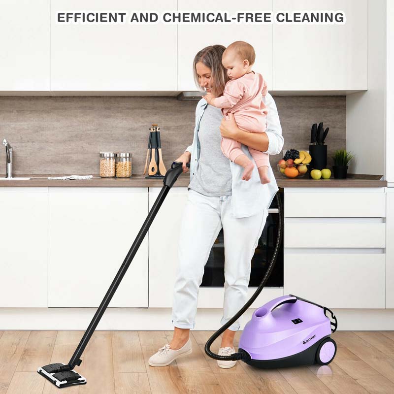 2000W Steam Cleaner, Multipurpose Household Steamer, Heavy Duty Rolling Cleaning Machine with 19 Accessories, 1.5L Water Tank