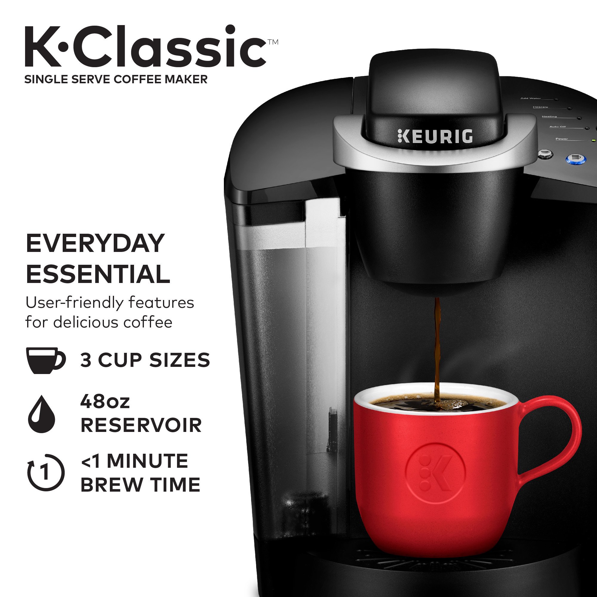 Keurig K-Classic Single Serve K-Cup Pod Coffee Maker， Black