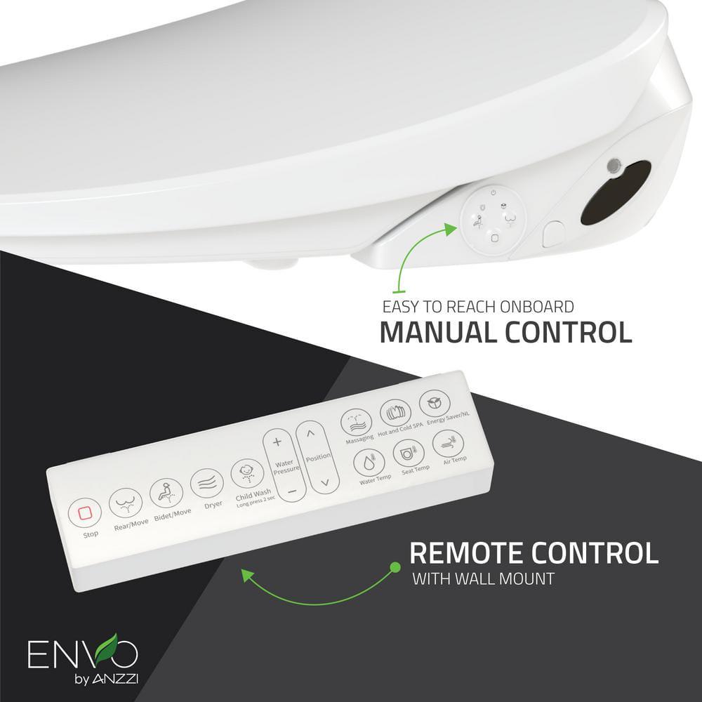 ANZZI Envo Shore Smart Electric Bidet Seat for Elongated Toilet in White with Remote Control and Heated Seat