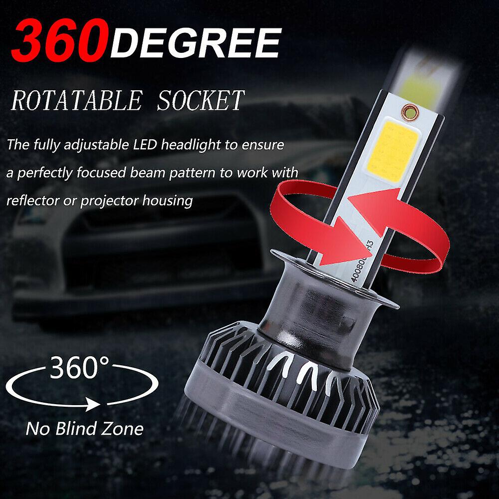 H3 White 6000k Led Headlight Bulbs Fog Beam For Dodge Avenger Caravan 1995-2000