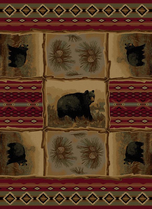 Tayse Nature Area Rug 6570 Lodge Red Bears Southwestern 3and#8242; 11and#8221; x 53and#8221; Rectangle