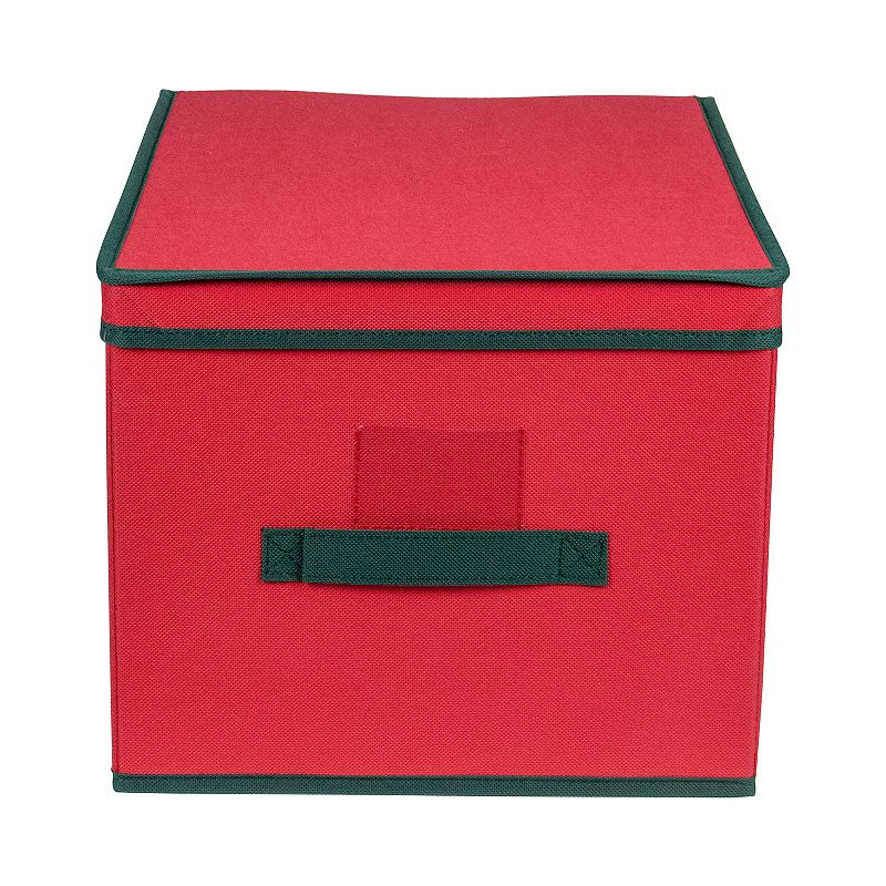 Northlight Red and Green Collapsible Christmas Decoration Storage Box with Handles