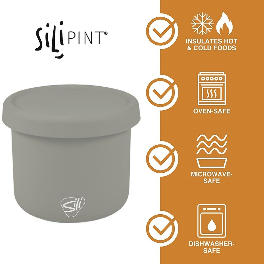 Silipint: Silicone 10oz Lidded Bowls: 2 Pack: Deep Pool   Moonstone   Unbreakable Flexible  Microwave Oven Dishwasher   Multi