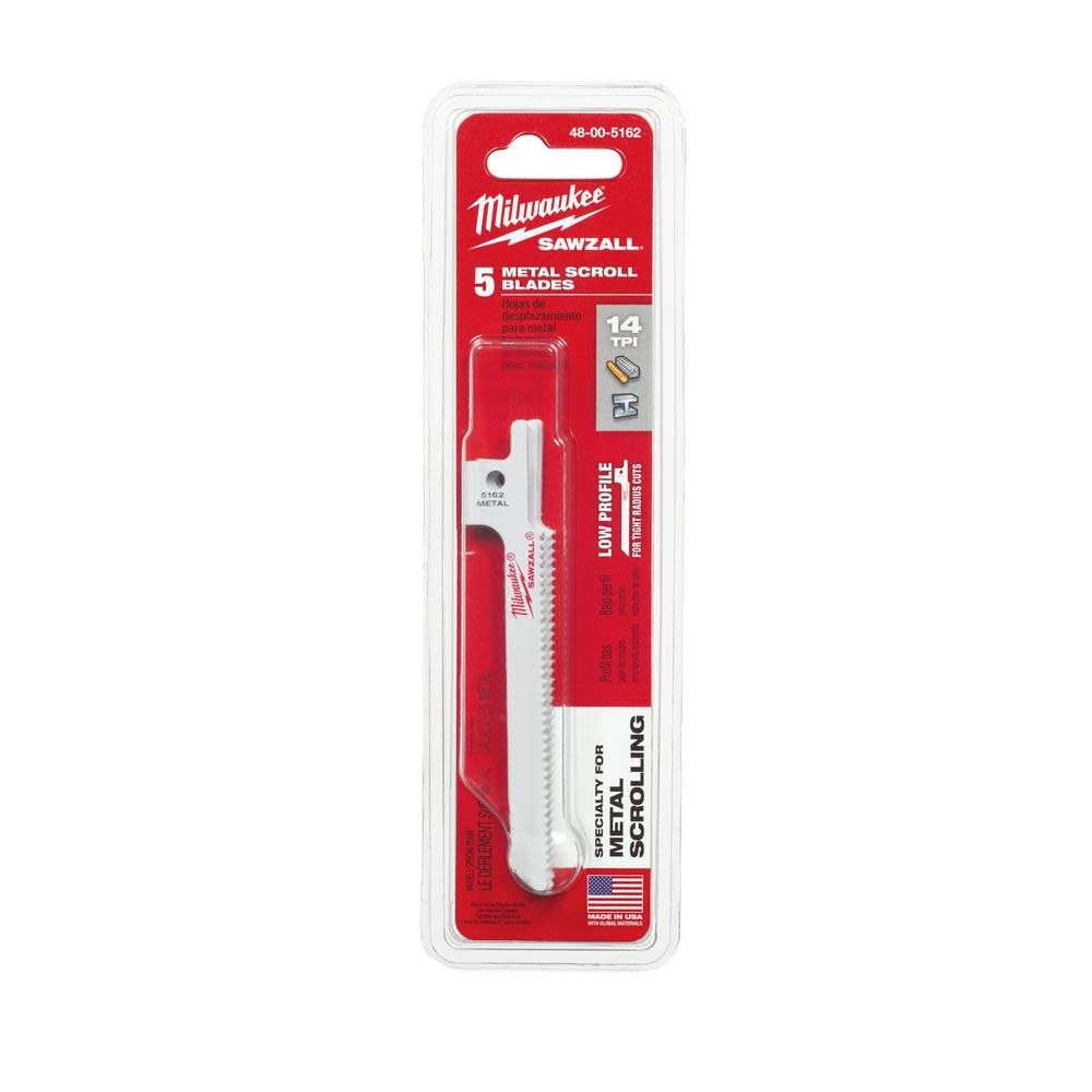 Milwaukee 3-5/8 in. 14 TPI SUPER SAWZALL Blade 5PK 48-00-5162 from Milwaukee