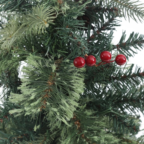 Artificial 4ft Christmas Tree with Metal Pot and Prelit LED Lights with Pine Cones and Berry Decorations