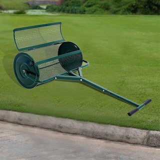 Kahomvis 24 in. Steel Handle Peat Moss Spreader Metal Compost Spreader Metal Mesh (Dia 15.7 in.) GH-LKW4-057