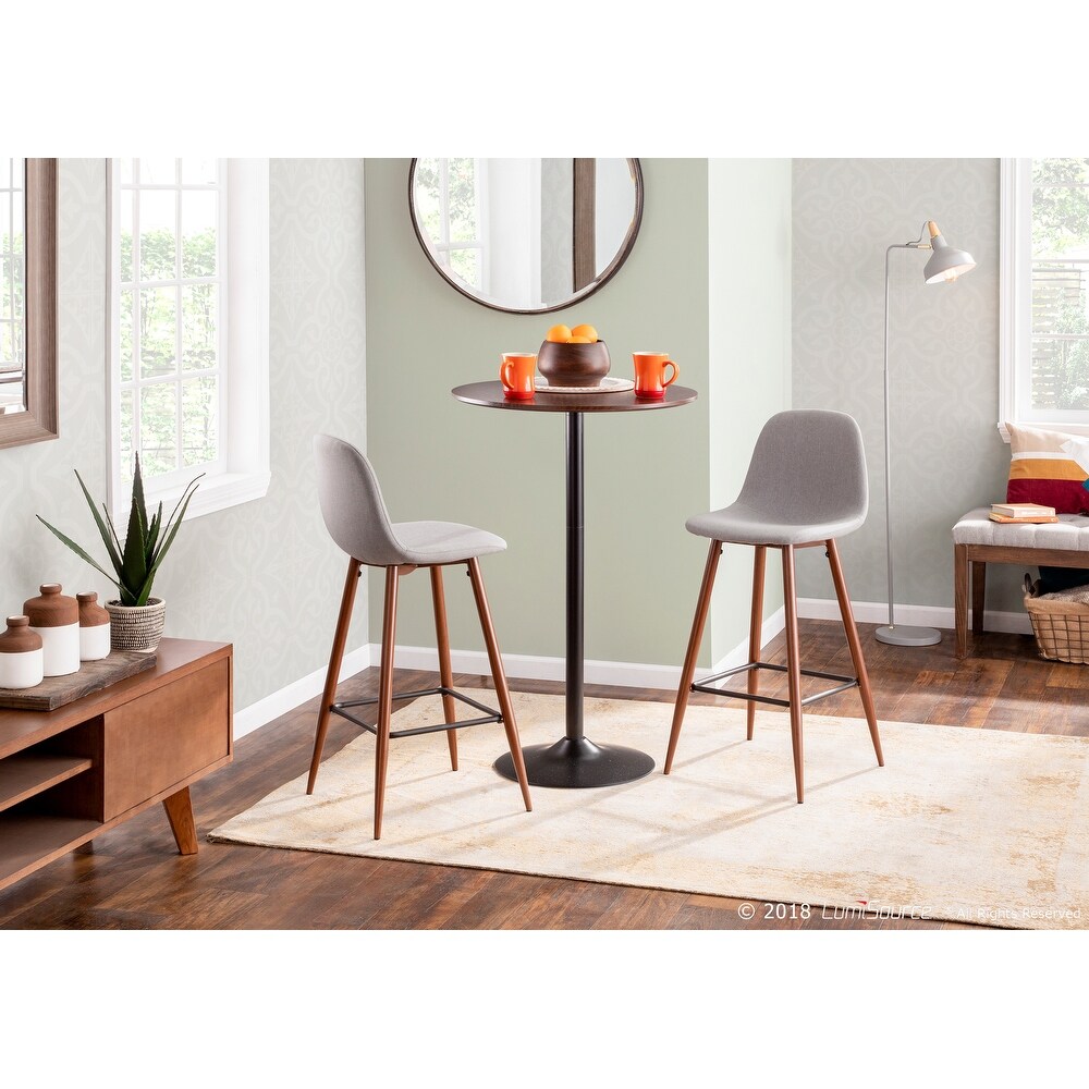 Lumisource Barstool in Walnut Metal and Light Grey Fabric  Set of 2   19\