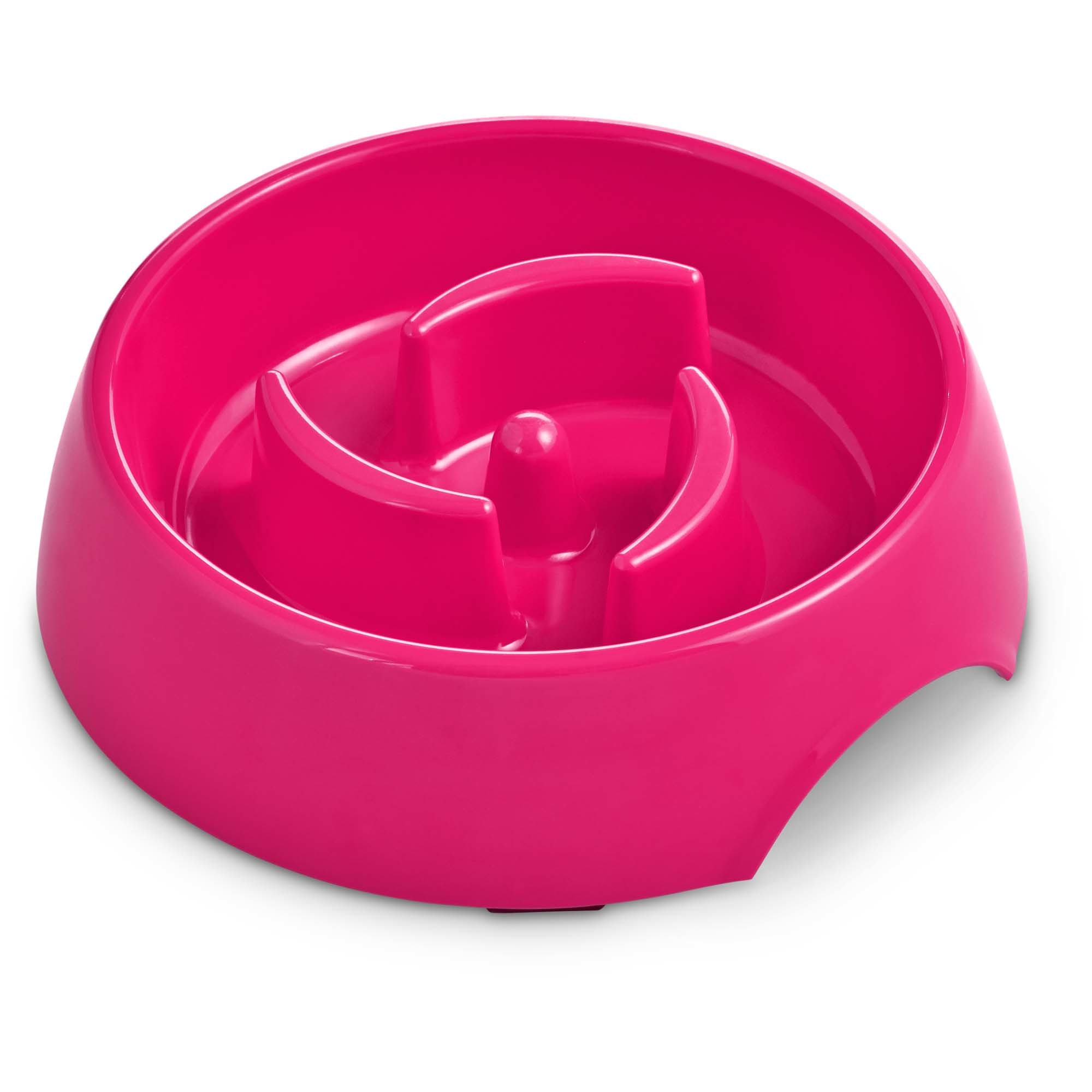 HARMONY Pink Plastic Slow Feeder Dog Bowl， Large