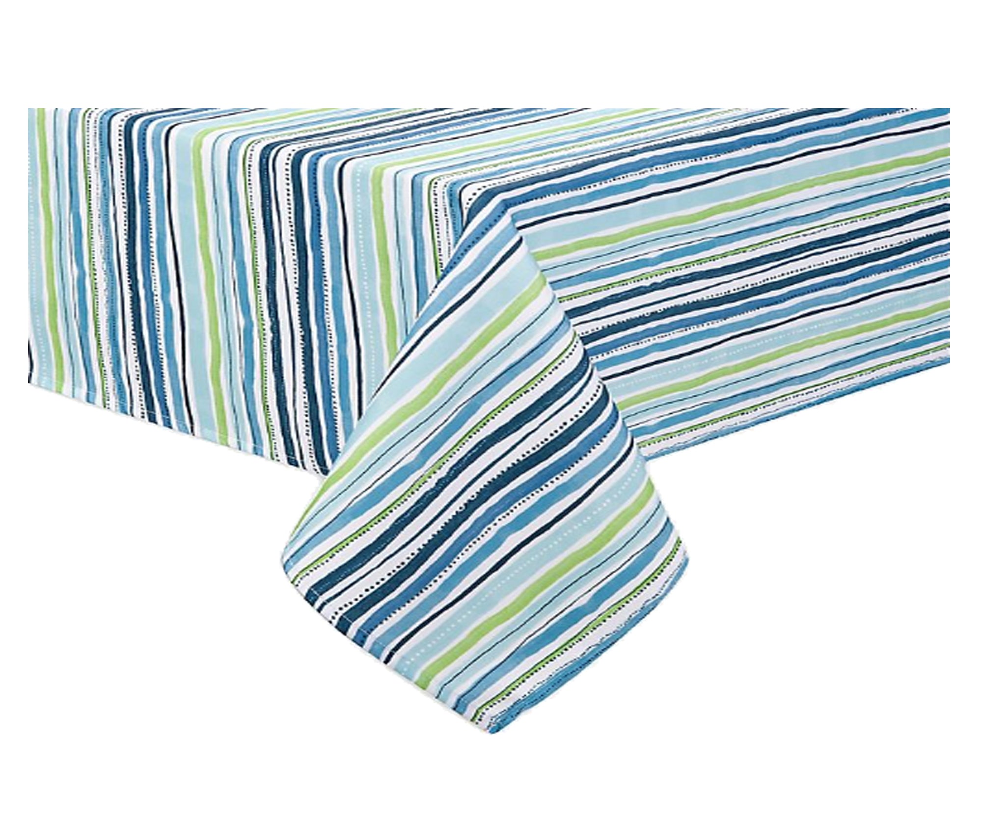 Table Trends Umbrella Tablecloth with Hole and Zipper Cool Summer Blue Stripe Fabric (60 x 120 Rectangle Umbrella)