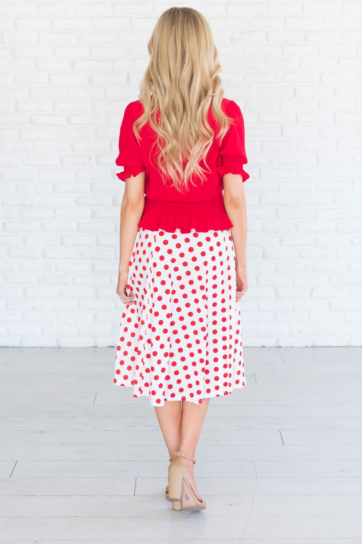 Twirling Dotted Modest Aline Skirt