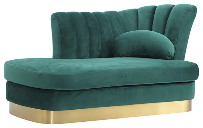 Tad Modern Green Velvet and Gold Loveseat Chaise   Contemporary   Loveseats   by Rustic Home Furniture Deco  Houzz