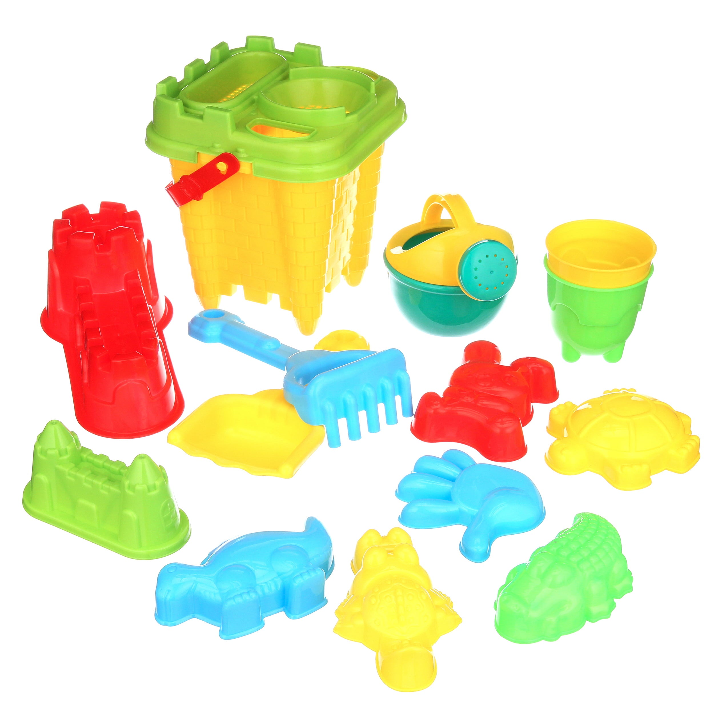 FoxPrint Beach Sand Toys – Bucket Shovels Rakes – 16 pc Set