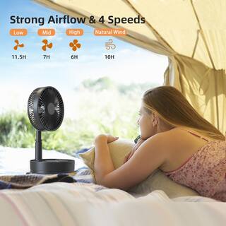 Aoibox 8 Inch 4 Speed Stand Fan in Black with Remote Control Timer Adjustable Height 60Oscillation 180Head Rotation SNSA05FN005