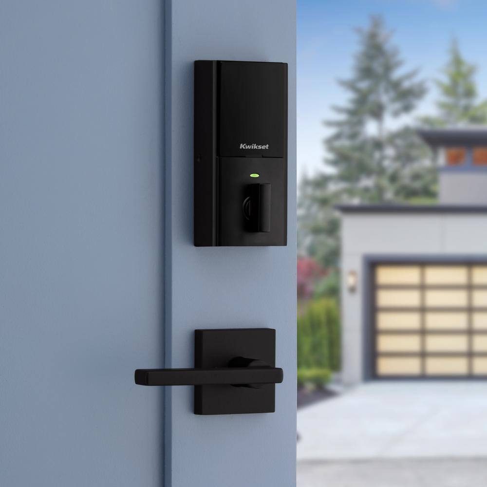 Kwikset Home Connect 620 Keypad 869 Contemporary Matte Black Connected Smart Lock Deadbolt with Z-Wave-700 Feat SmartKey 869HC620CNZ7514