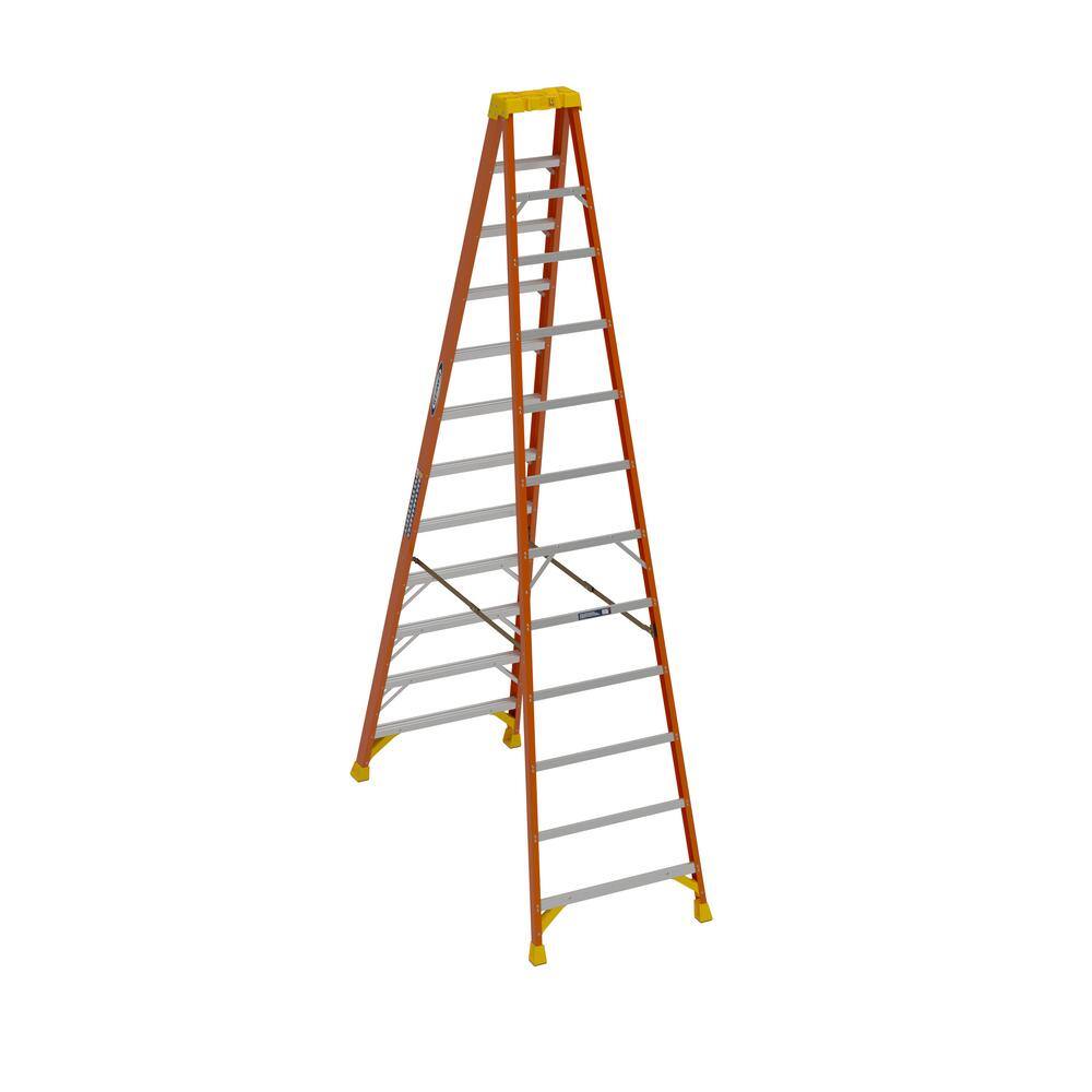 Werner 12 ft. Fiberglass Step Ladder (16 ft. Reach Height) with 300 lbs. Load Capacity Type IA Duty Rating NXT1A12