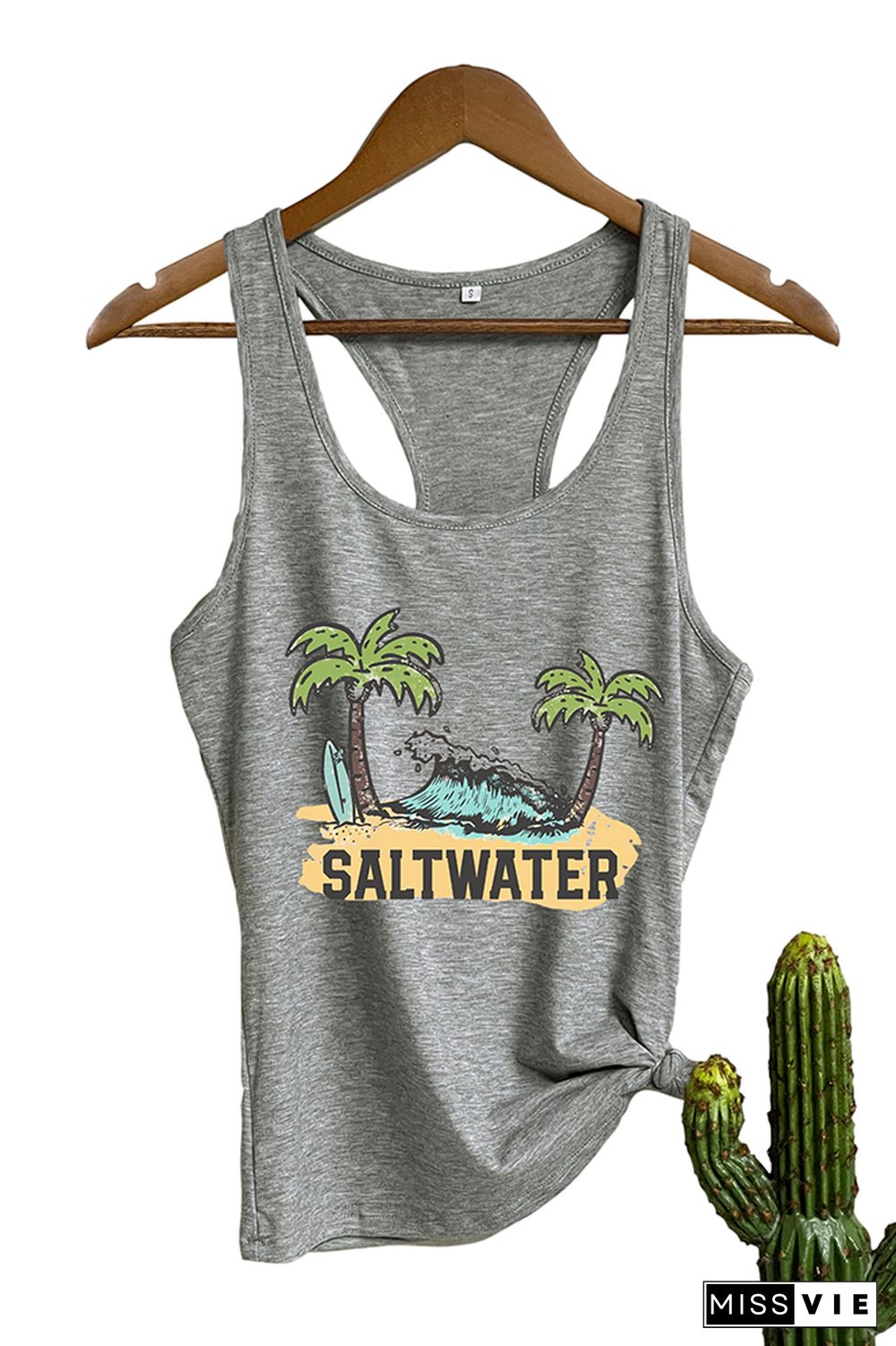 Salt Water Heals Everything Print Sleeveless Tank Top Wholesale