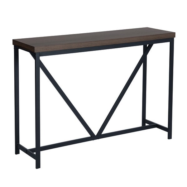 HomyLin Industrial 47IN Console Table Sofa Table Walnut Black