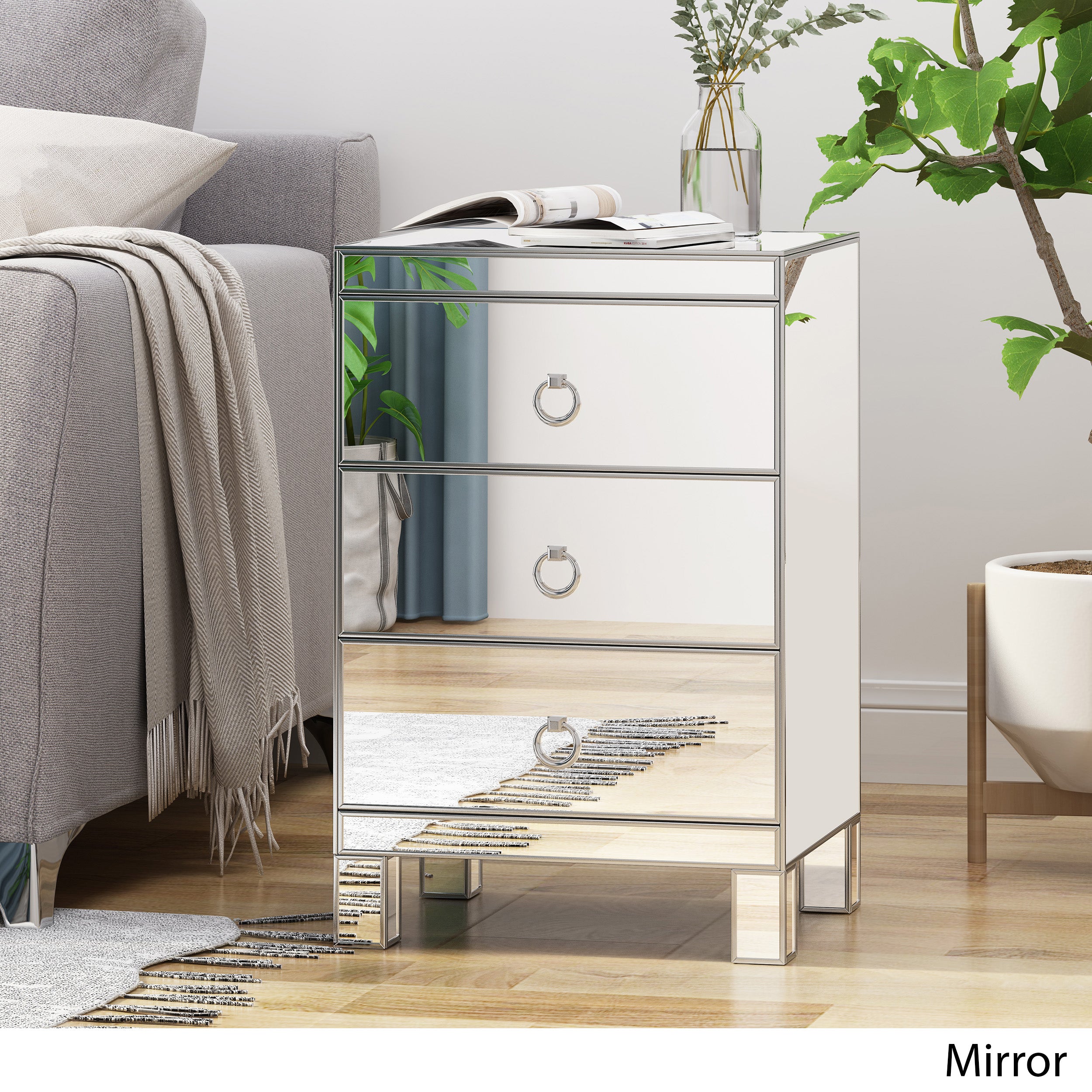 Hedy Modern Mirrored 3 Drawer Cabinet