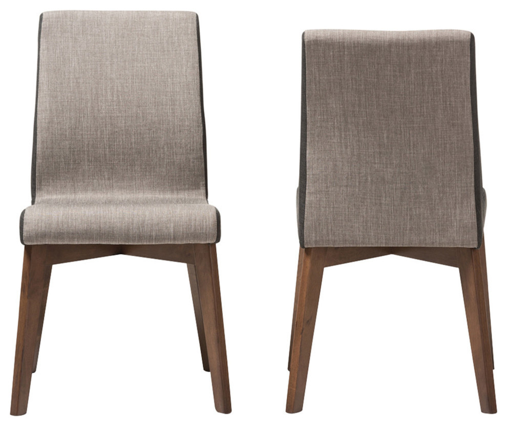 Kimberly Beige and Brown Fabric Dining Chair  Set of 2   Midcentury   Dining Chairs   by Baxton Studio  Houzz