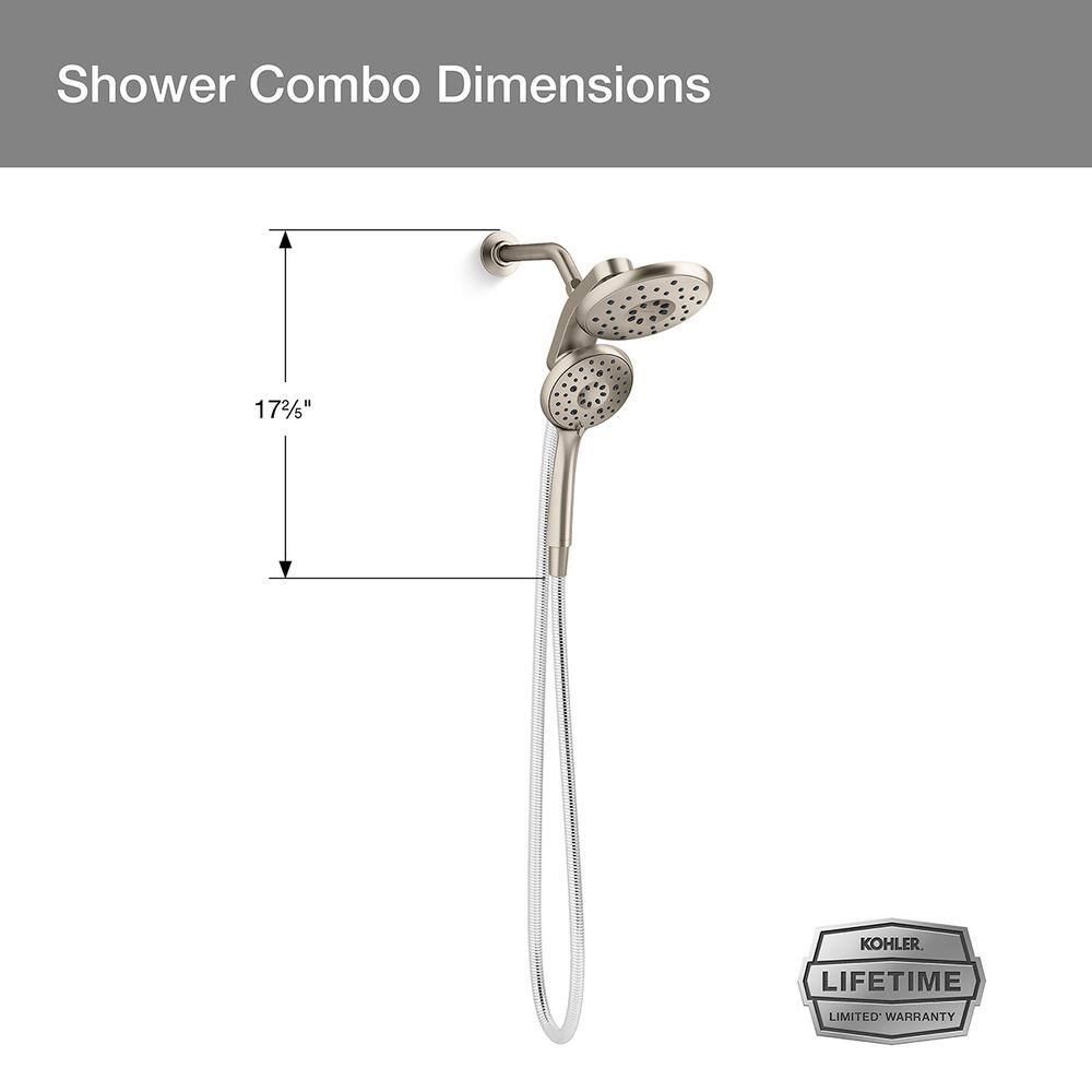 KOHLER Claro 1-Spray Dual Wall Mount Fixed and Handheld Shower Head 1.75 GPM in Vibrant Brushed Nickel R30236-G-BN