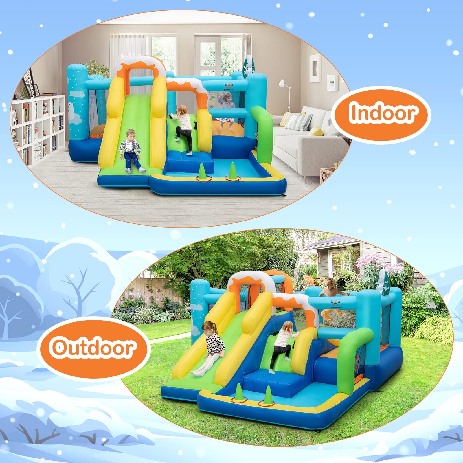 Costzon Inflatable Bounce House, 7-in-1 Bouncy House for Kids Indoor Outdoor Party with Jumping Area