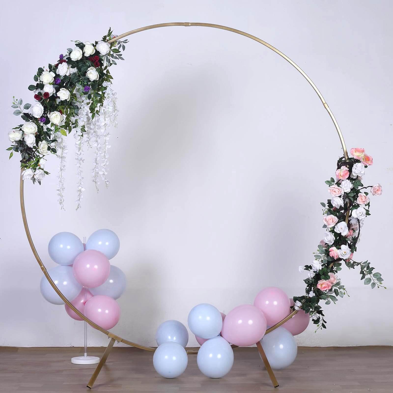 Heavy Duty Gold Metal Round Wedding Arch Photo Backdrop Stand 7.5ft