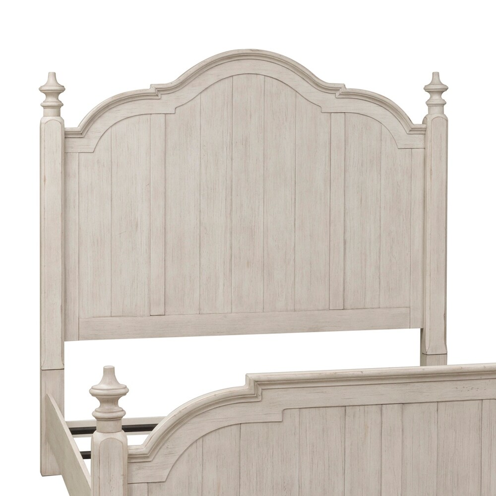 Farmhouse Reimagined Antique White with Chestnut Queen Poster Bed