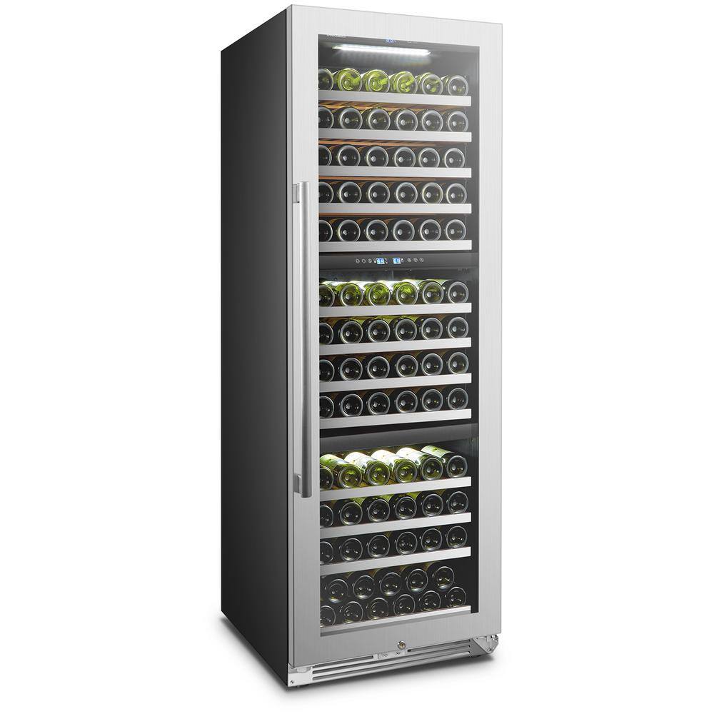 LANBOPRO 143 Bottle Seamless Stainless Steel Triple Zone Wine Refrigerator LP168T