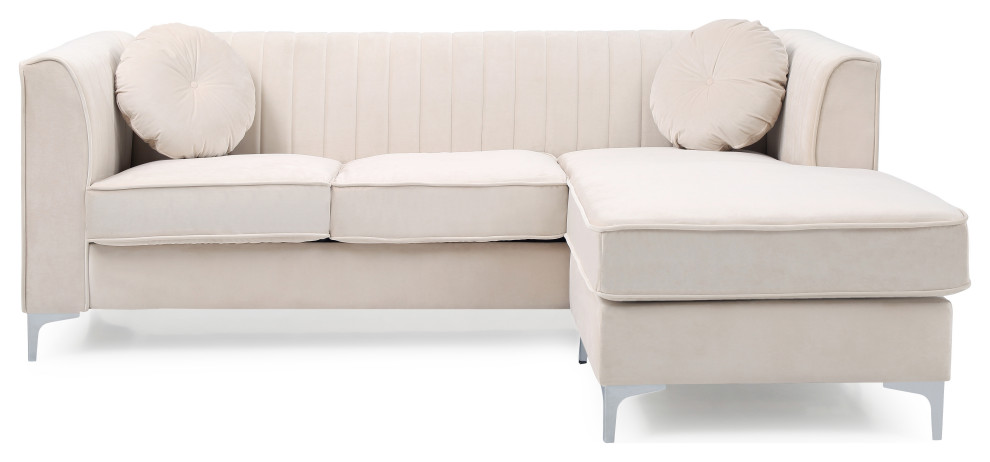 Delray Sofa Chaise   Midcentury   Sectional Sofas   by Glory Furniture  Houzz