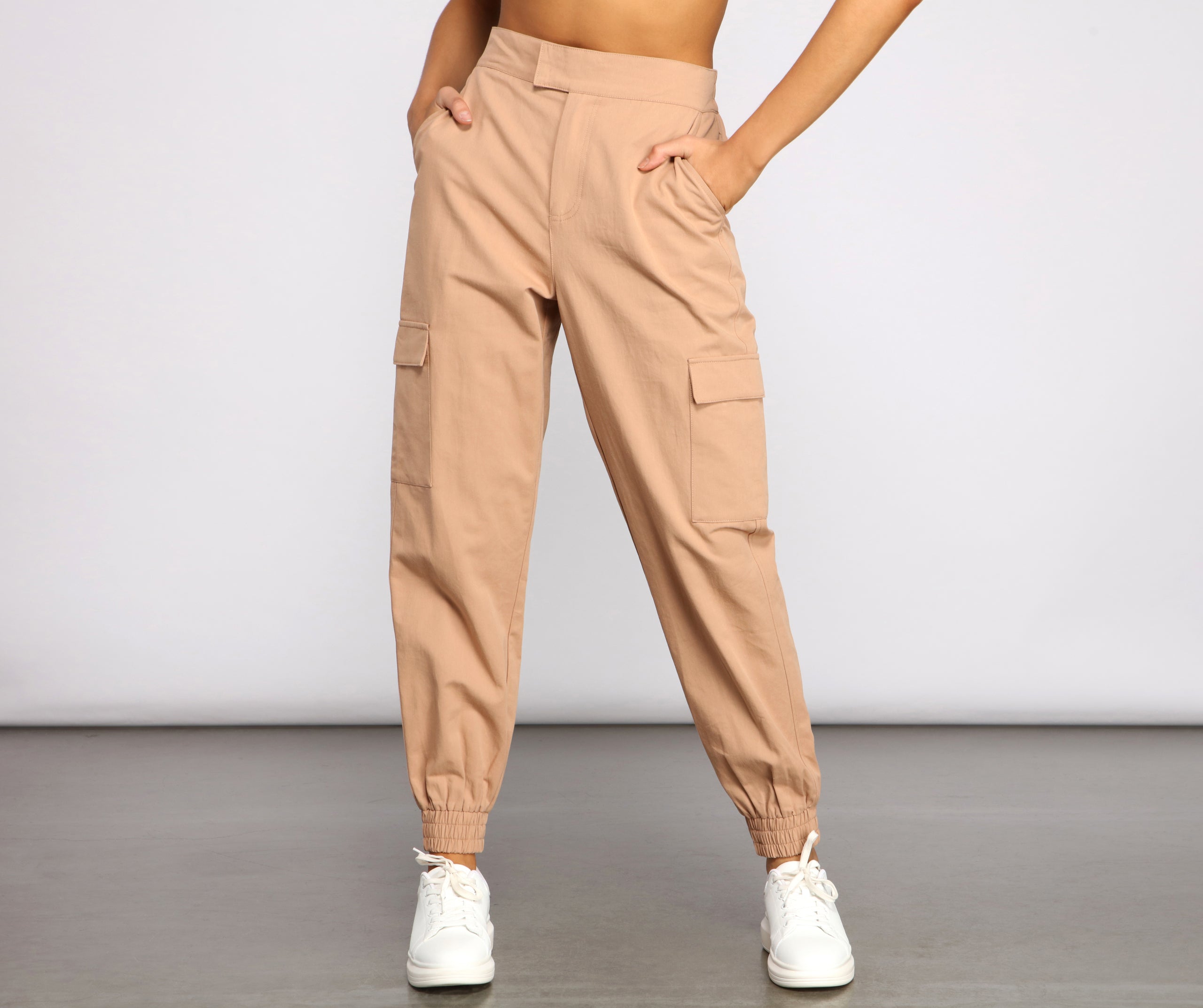 Basic And Chic Twill Cargo Joggers