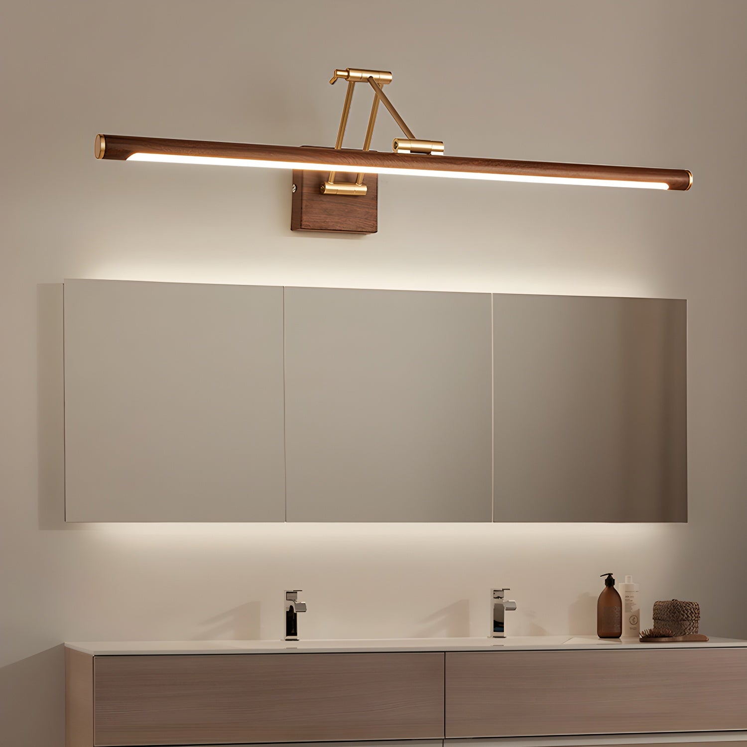 Walnut Color Linear Adjustable Wall Light