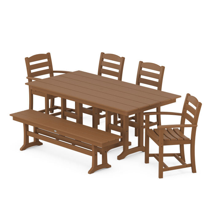 Polywood La Casa Café 6-Piece Farmhouse Dining Set with Bench PWS1181-1