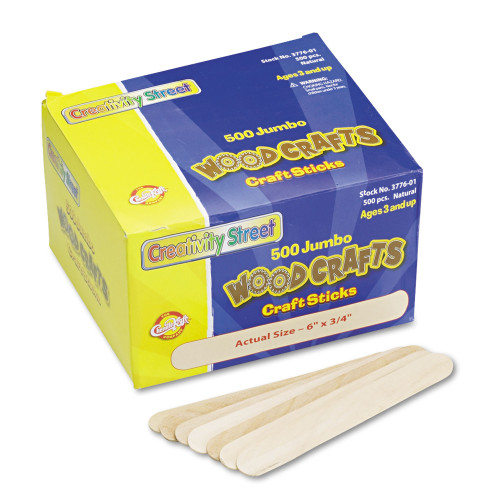 Creativity Street Natural Wood Craft Sticks， Jumbo Size， 6