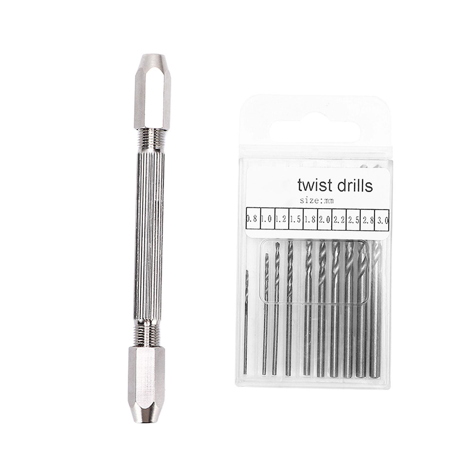 Double Hand Drill Rust Proof Durable 2 Collet Design 3 Jaw Collet Ergonomic Handle With Twist Bit Hand Drill Set